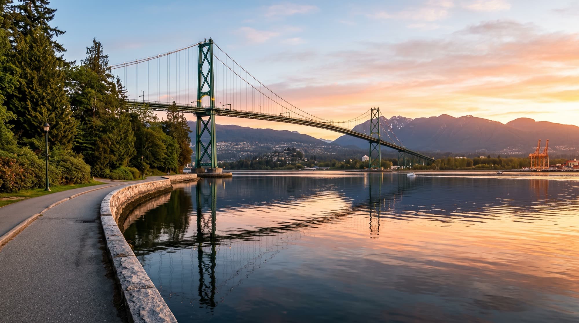 Lions Gate Bridge at sunrise